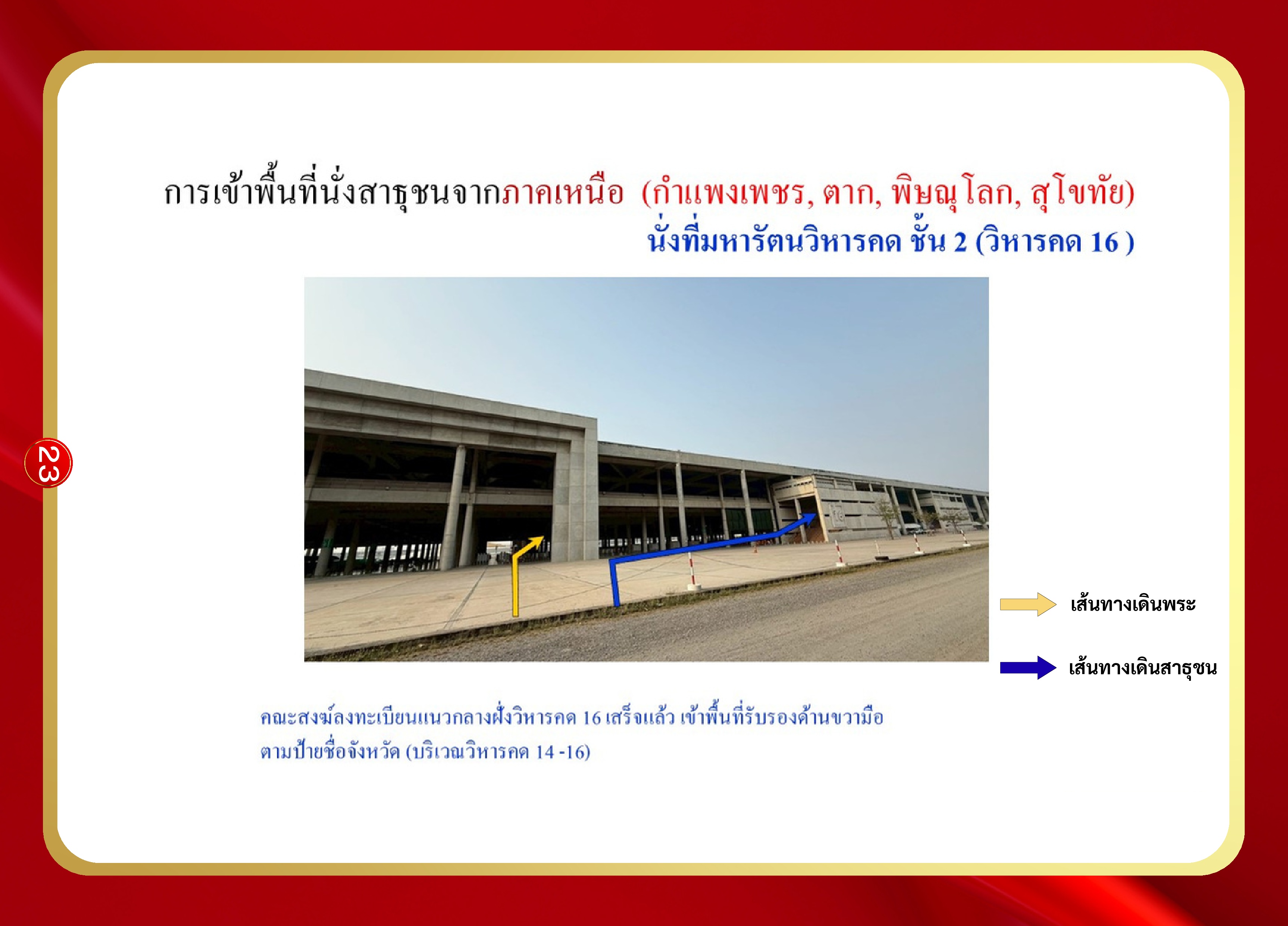 หน้า 23: การเข้าพื้นที่นั่งสาธุชน ภาคเหนือ (กลุ่มที่ 2) (ต่อ)