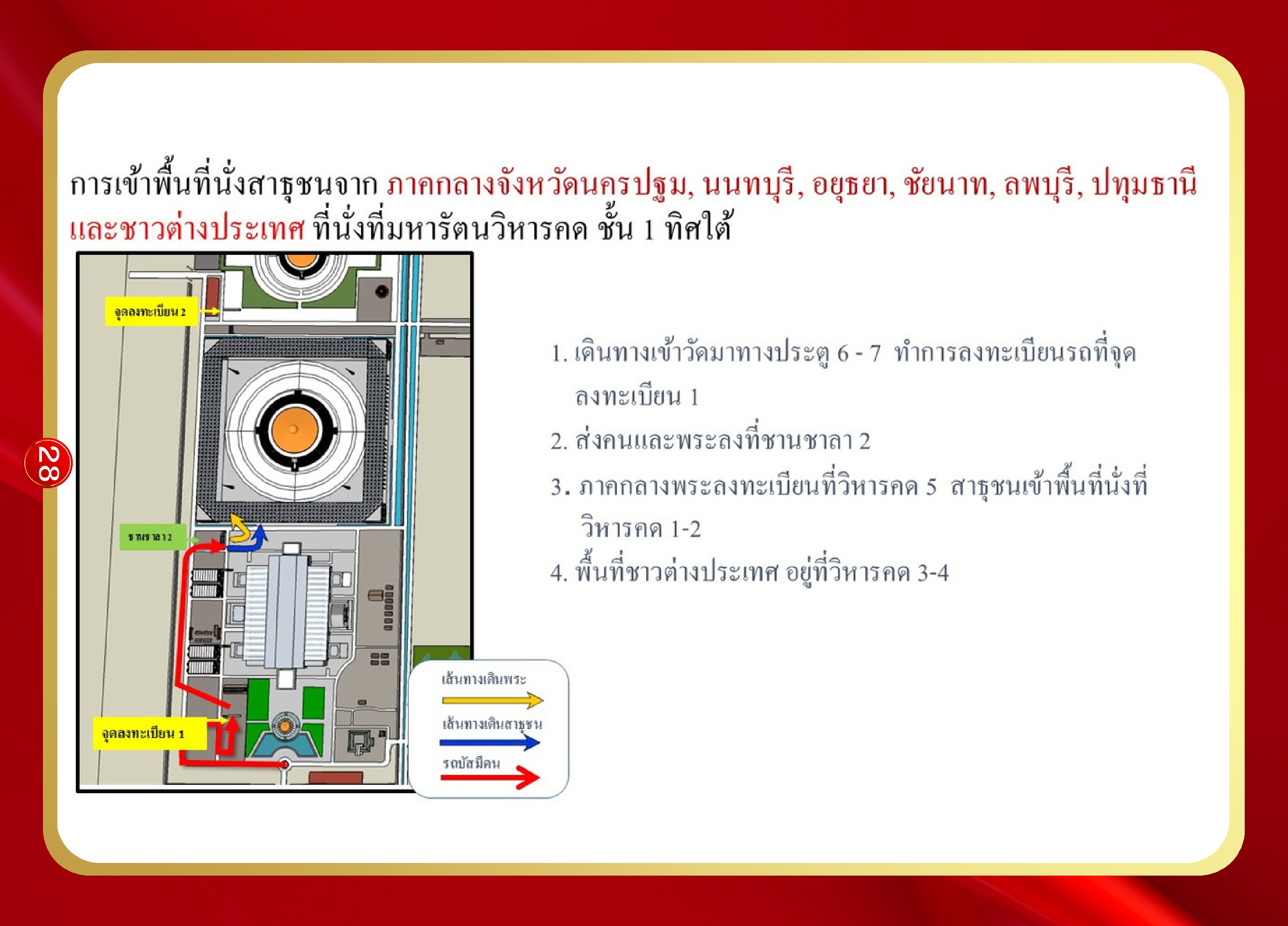 หน้า 28: การเข้าพื้นที่นั่งสาธุชน ภาคกลาง จังหวัดนครปฐม, นนทบุรี, อยุธยา, ชัยนาท, ลพบุรี, ปทุมธานี และชาวต่างประเทศ